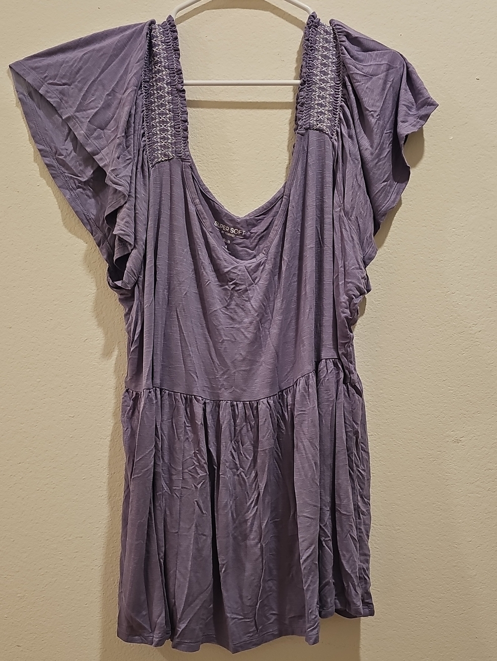 torrid Lavender V-Neck Smocked Shoulder Babydoll Top